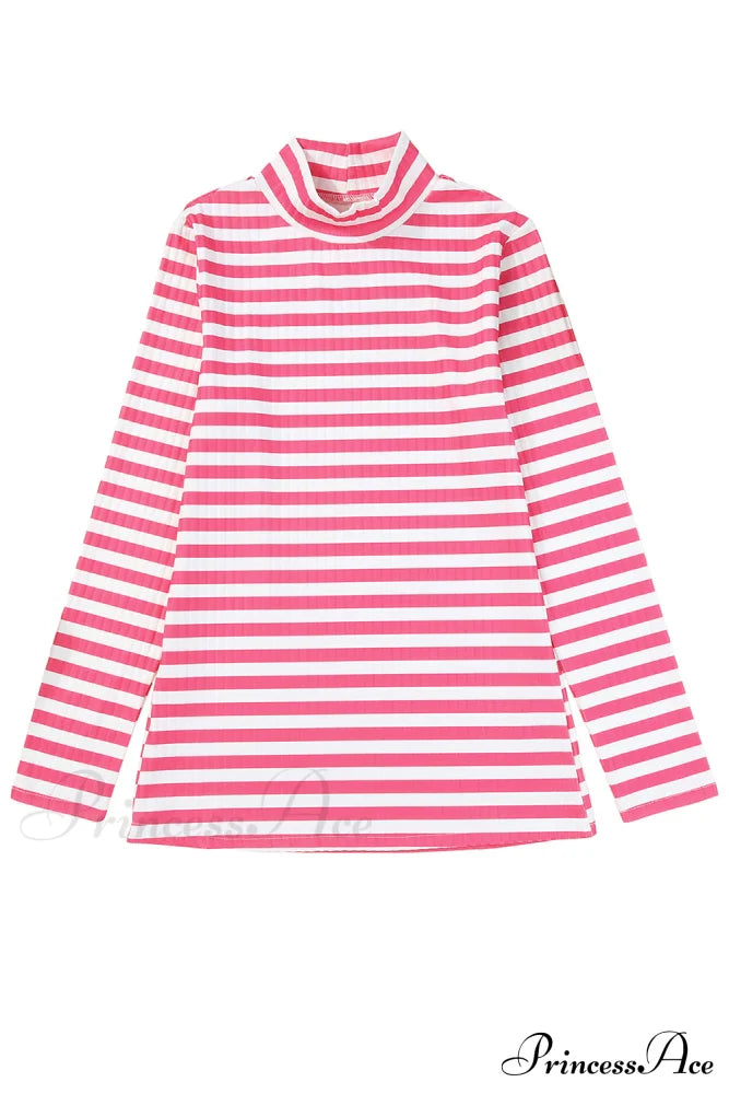 Arm Design Long Textured Pink Knit Striped Tee image 10