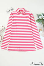 Arm Design Long Textured Pink Knit Striped Tee image 3