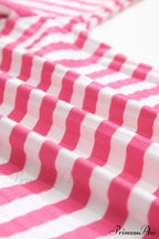 Arm Design Long Textured Pink Knit Striped Tee image 5