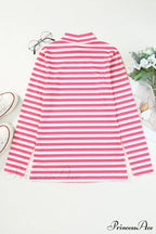 Arm Design Long Textured Pink Knit Striped Tee image 4