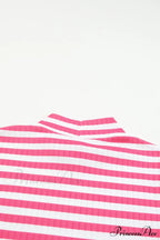Arm Design Long Textured Pink Knit Striped Tee image 6