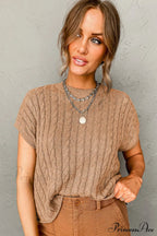 Arm French Knit Beige Brief Cable Sweater image 4