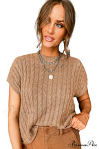 Arm French Knit Beige Brief Cable Sweater image 6
