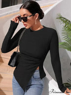 Arm T-Shirt Round Ruched with Long Neck image 4