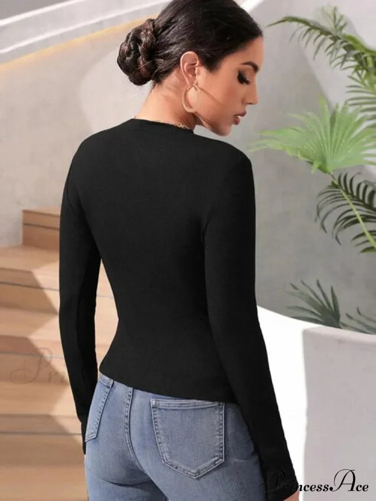 Arm T-Shirt Round Ruched with Long Neck image 2