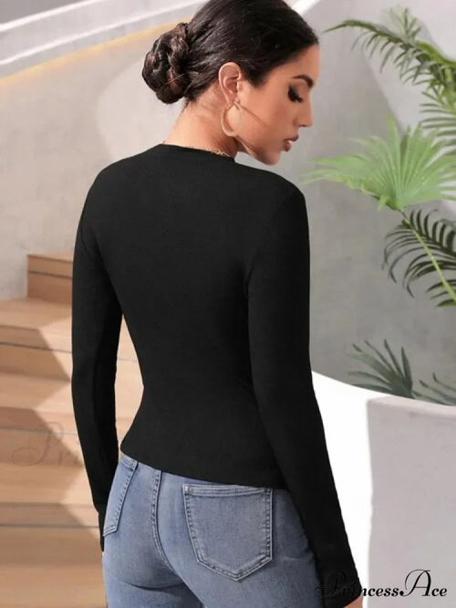 Arm T-Shirt Round Ruched with Long Neck image 2