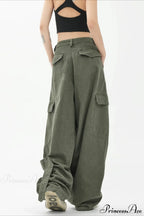 Army Green Parachute High Waist Loose Cargo Pants image 3