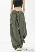 Army Green Parachute High Waist Loose Cargo Pants image 1