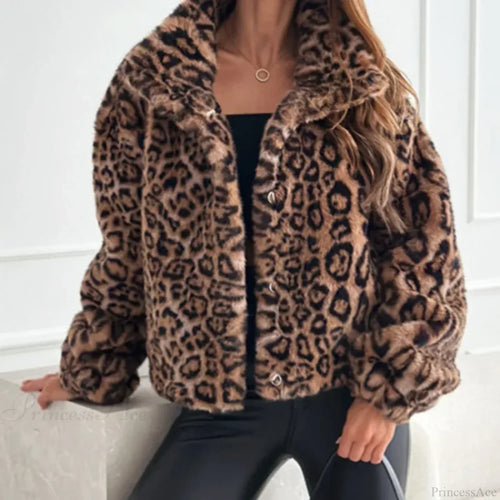 Artificial Texture Leopard Print Coat image 2