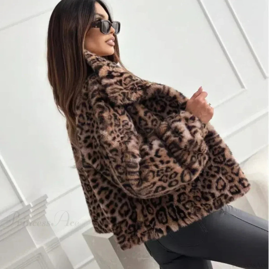 Artificial Texture Leopard Print Coat image 5