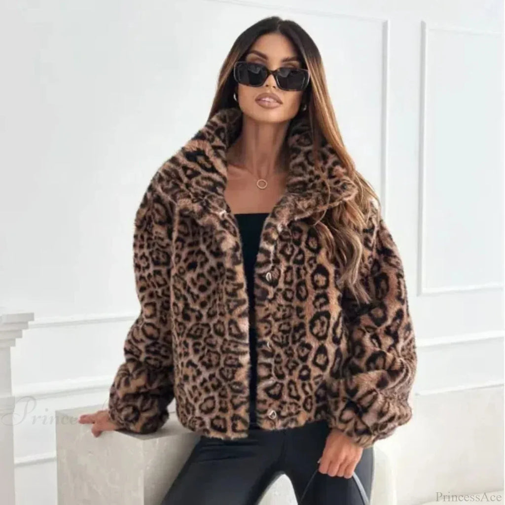 Artificial Texture Leopard Print Coat image 4