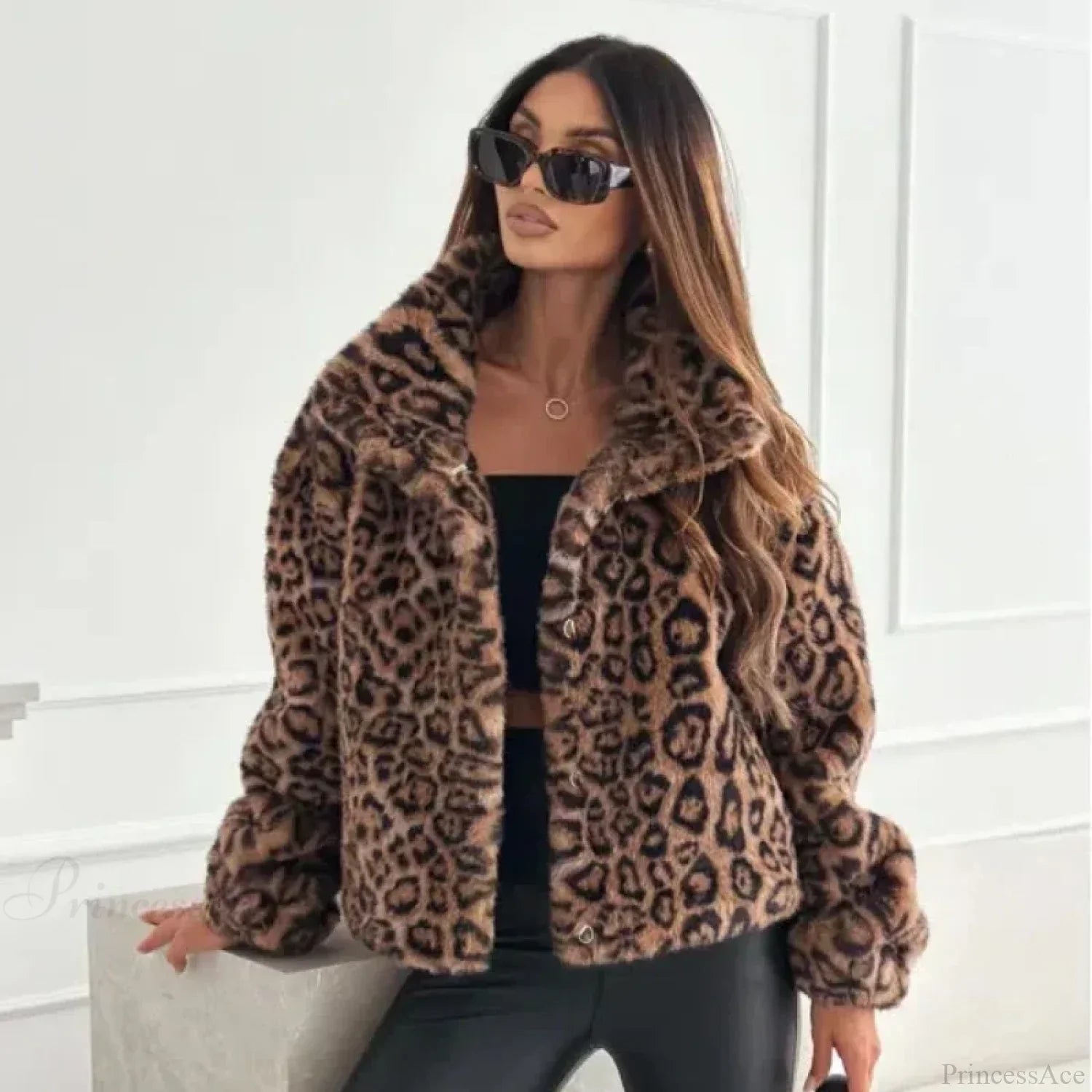 Artificial Texture Leopard Print Coat image 6