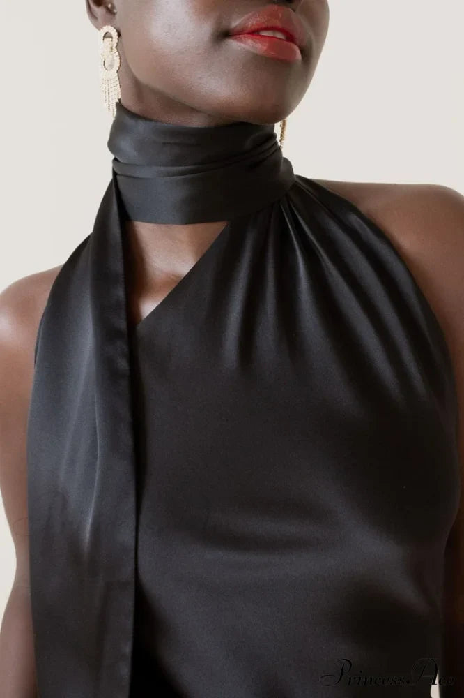 Astrella Neck Wrap Charming Midi A-Line Dress image 6