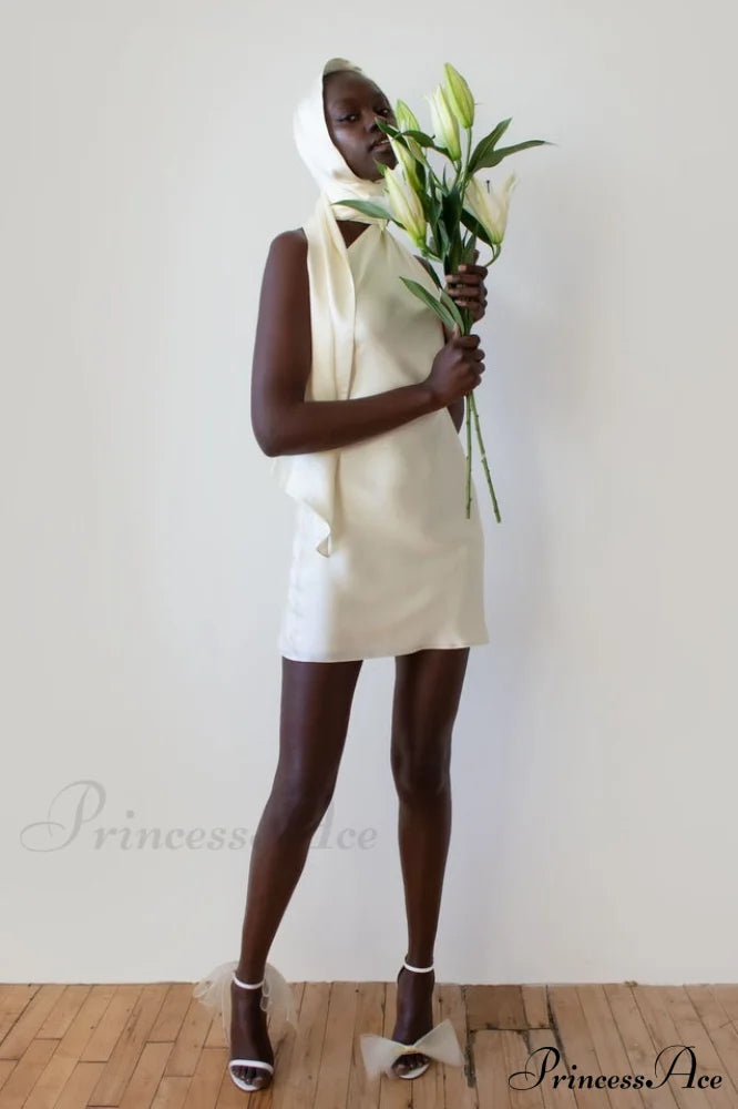 Astrella Neck Wrap Charming Midi A-Line Dress image 4