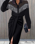 asual V-neck Lace Long Sleeve Elegant Party Dress image 12