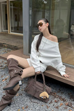 Asym Off-Shoulder Rivet Loose Sweatshirt image 8