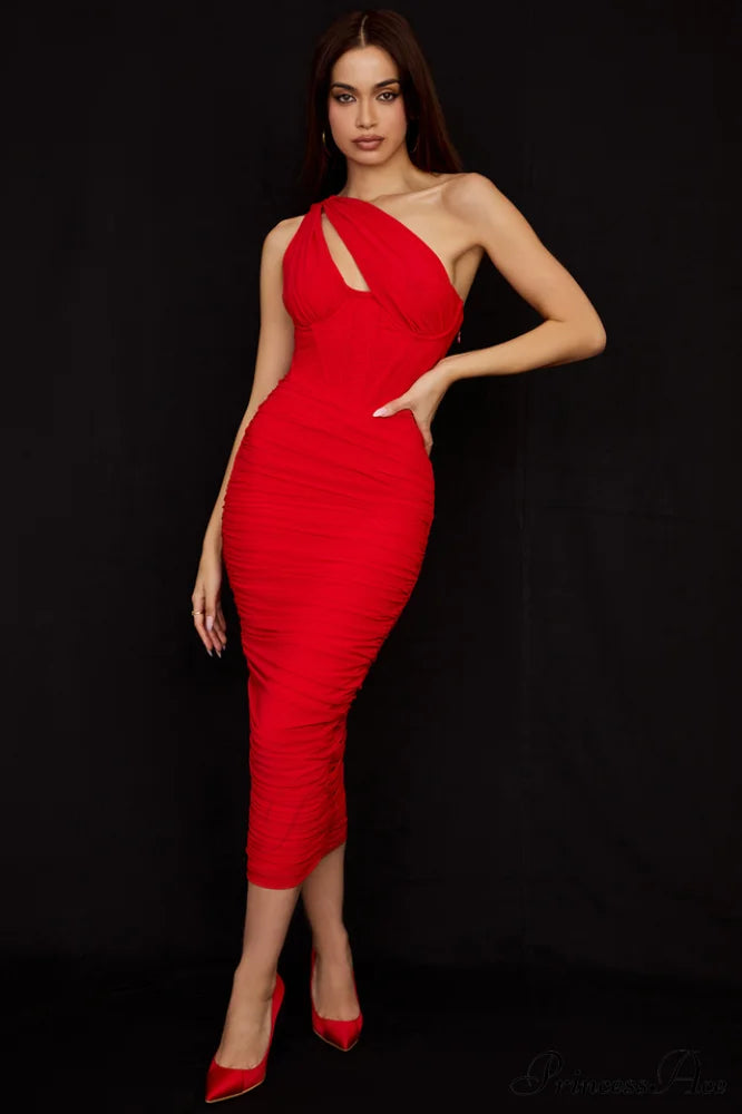 Asymmetric Cutout Stylish Midi Dress image 10