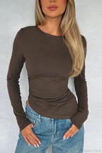 Asymmetric Hem Plain Long Sleeve Tee image 3