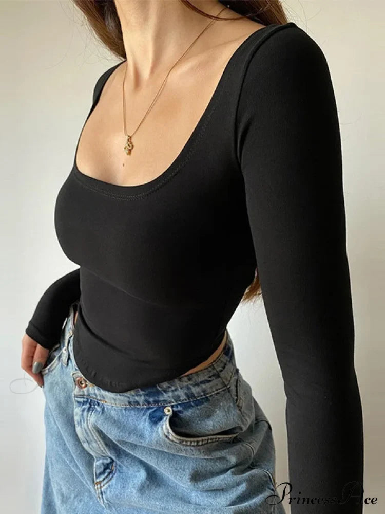 Sleek Slim-Fit Square Neck Knit Top image 1