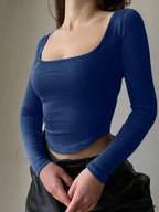 Sleek Slim-Fit Square Neck Knit Top image 19
