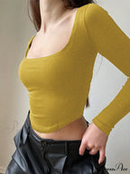 Sleek Slim-Fit Square Neck Knit Top image 14