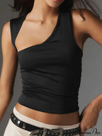 Asymmetric Neck Cut Trendy Out Tank Top image 5