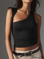 Asymmetric Neck Cut Trendy Out Tank Top image 7