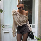 Asymmetric One Graceful Shoulder Off Blouse image 8
