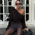 Asymmetric One Graceful Shoulder Off Blouse image 1