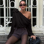 Asymmetric One Graceful Shoulder Off Blouse image 1