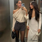 Asymmetric One Graceful Shoulder Off Blouse image 7