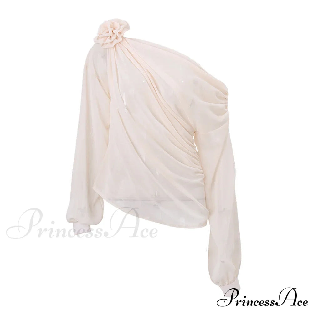 Asymmetric One Graceful Shoulder Off Blouse image 5