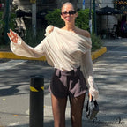 Asymmetric One Graceful Shoulder Off Blouse image 2