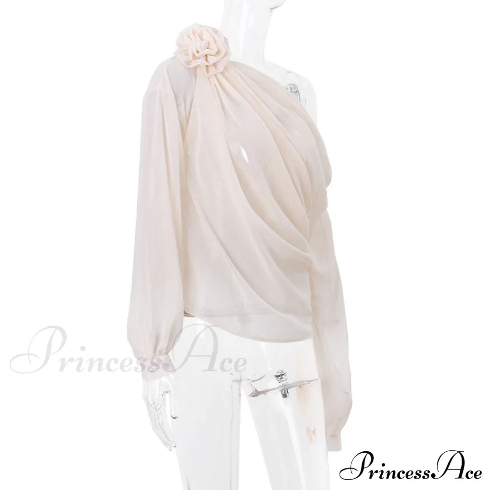 Asymmetric One Graceful Shoulder Off Blouse image 4