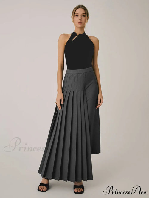Asymmetric Pleated Graceful Maxi Skirt image 1