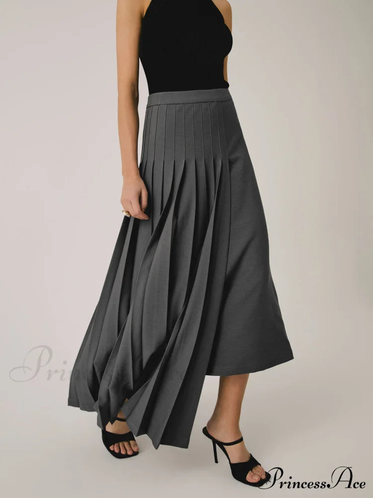 Asymmetric Pleated Graceful Maxi Skirt image 3