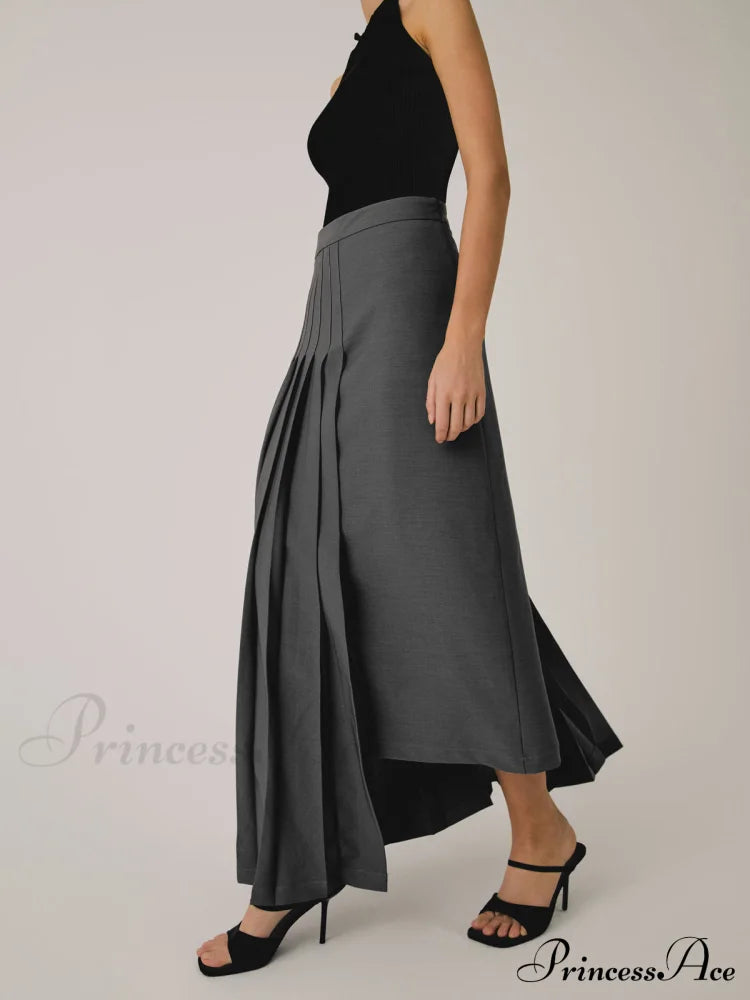 Asymmetric Pleated Graceful Maxi Skirt image 5