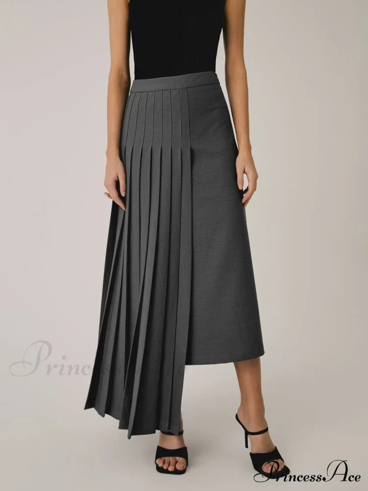 Asymmetric Pleated Graceful Maxi Skirt image 2