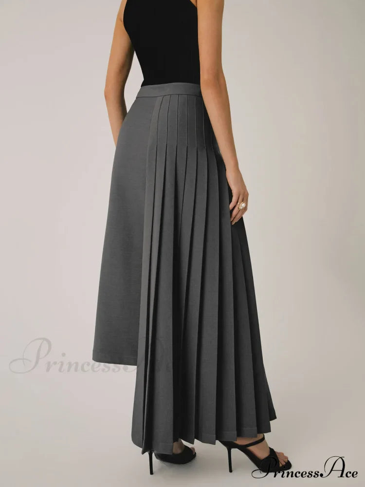 Asymmetric Pleated Graceful Maxi Skirt image 4