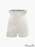 Asymmetric Pleated Graceful Zip Shorts image 2