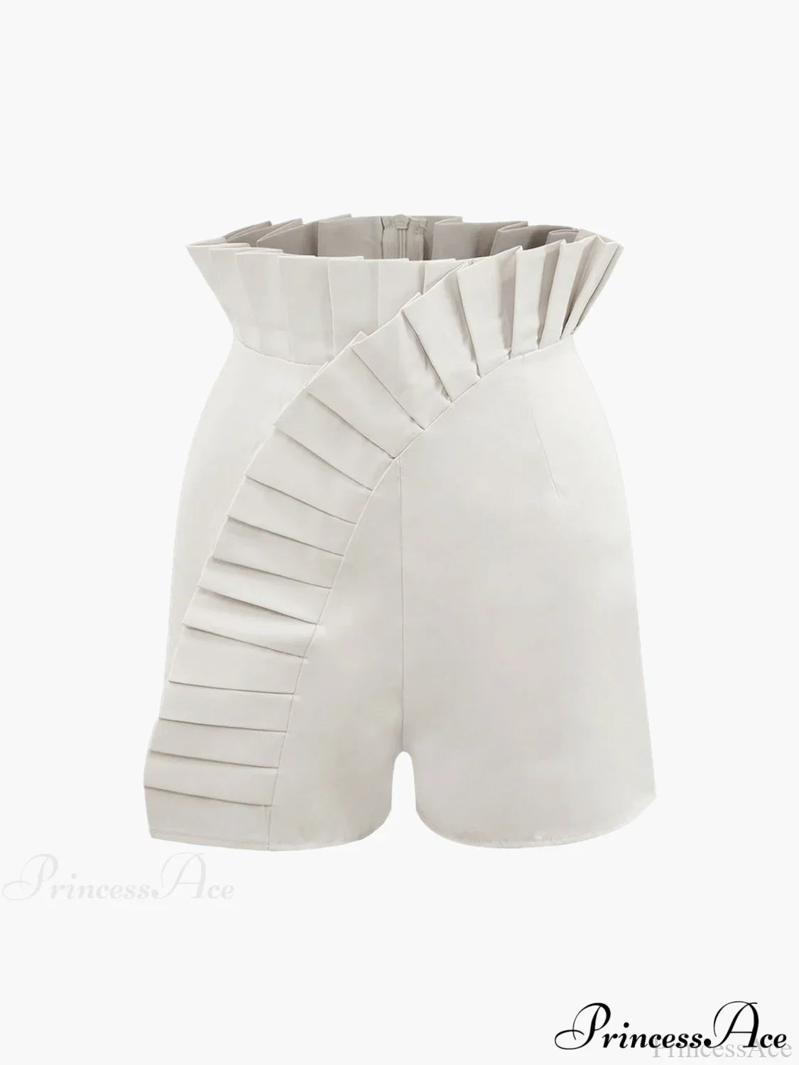 Asymmetric Pleated Graceful Zip Shorts image 2