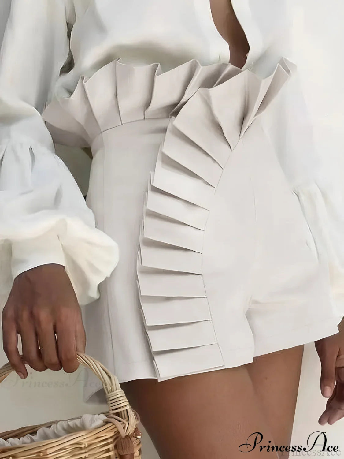 Asymmetric Pleated Graceful Zip Shorts image 1