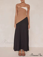 Asymmetrical Color-Blocked Stylish Maxi Dress image 4