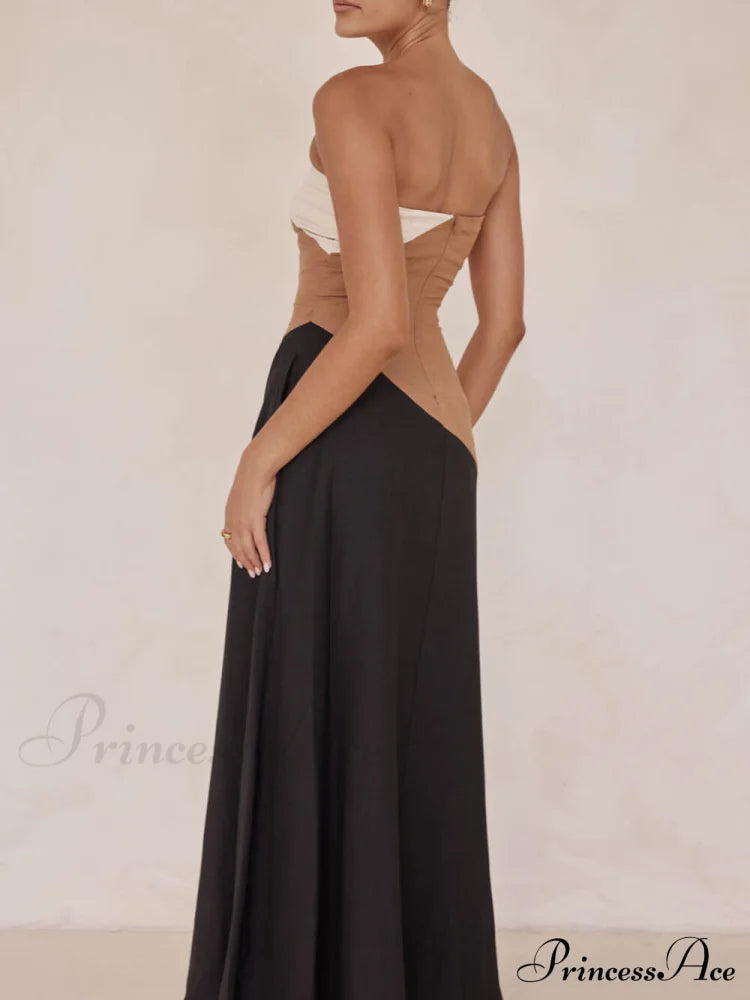 Asymmetrical Color-Blocked Stylish Maxi Dress image 3