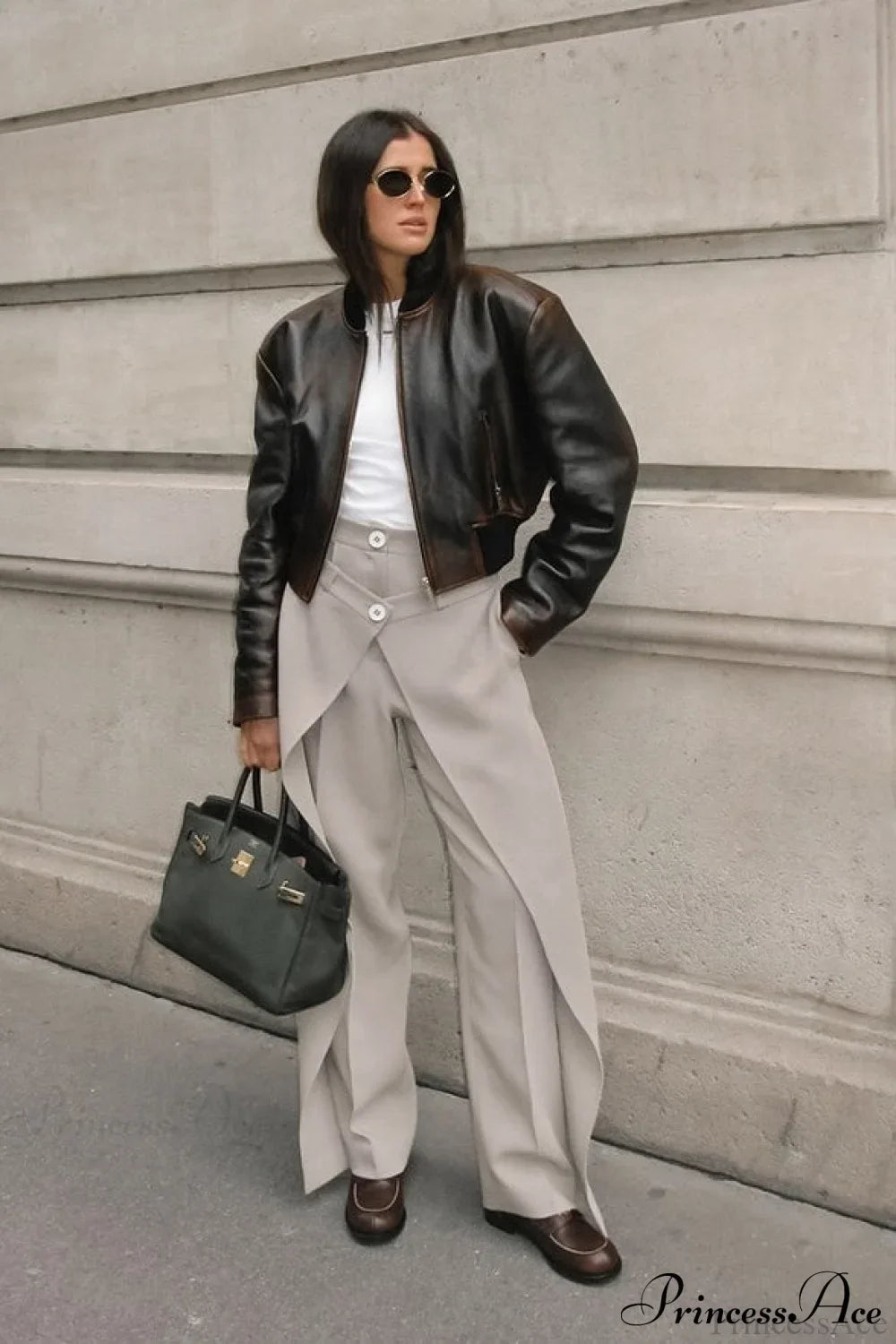 Asymmetrical High Waist Wide Leg Tailored Pants image 3