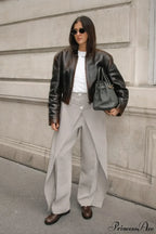 Asymmetrical High Waist Wide Leg Tailored Pants image 2