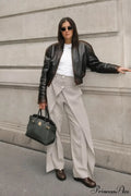 Asymmetrical High Waist Wide Leg Tailored Pants image 1