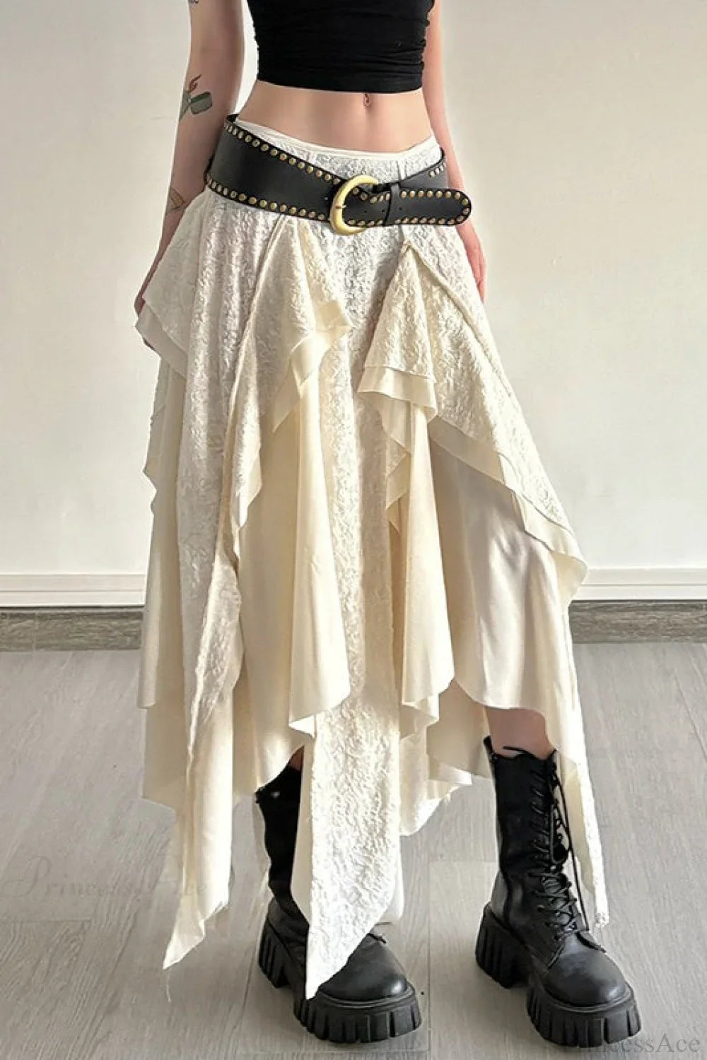 Asymmetrical Lace Bodycon Maxi Skirt image 2