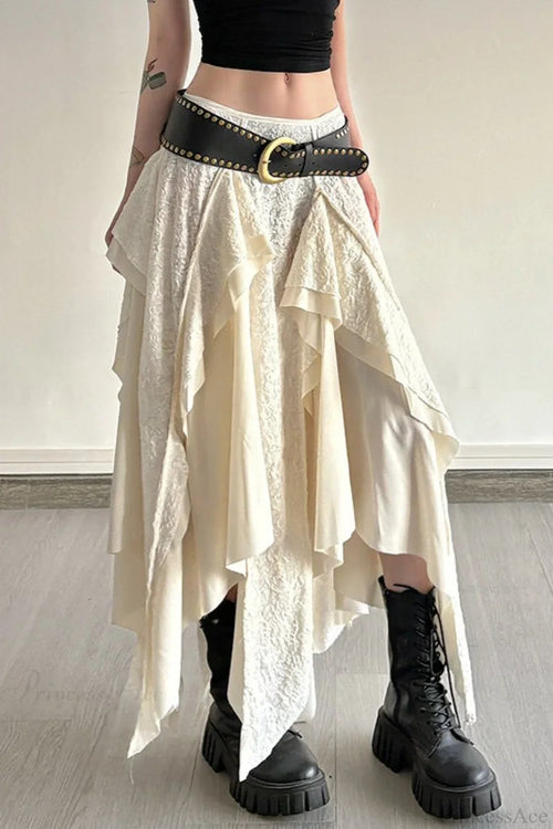 Asymmetrical Lace Bodycon Maxi Skirt image 2
