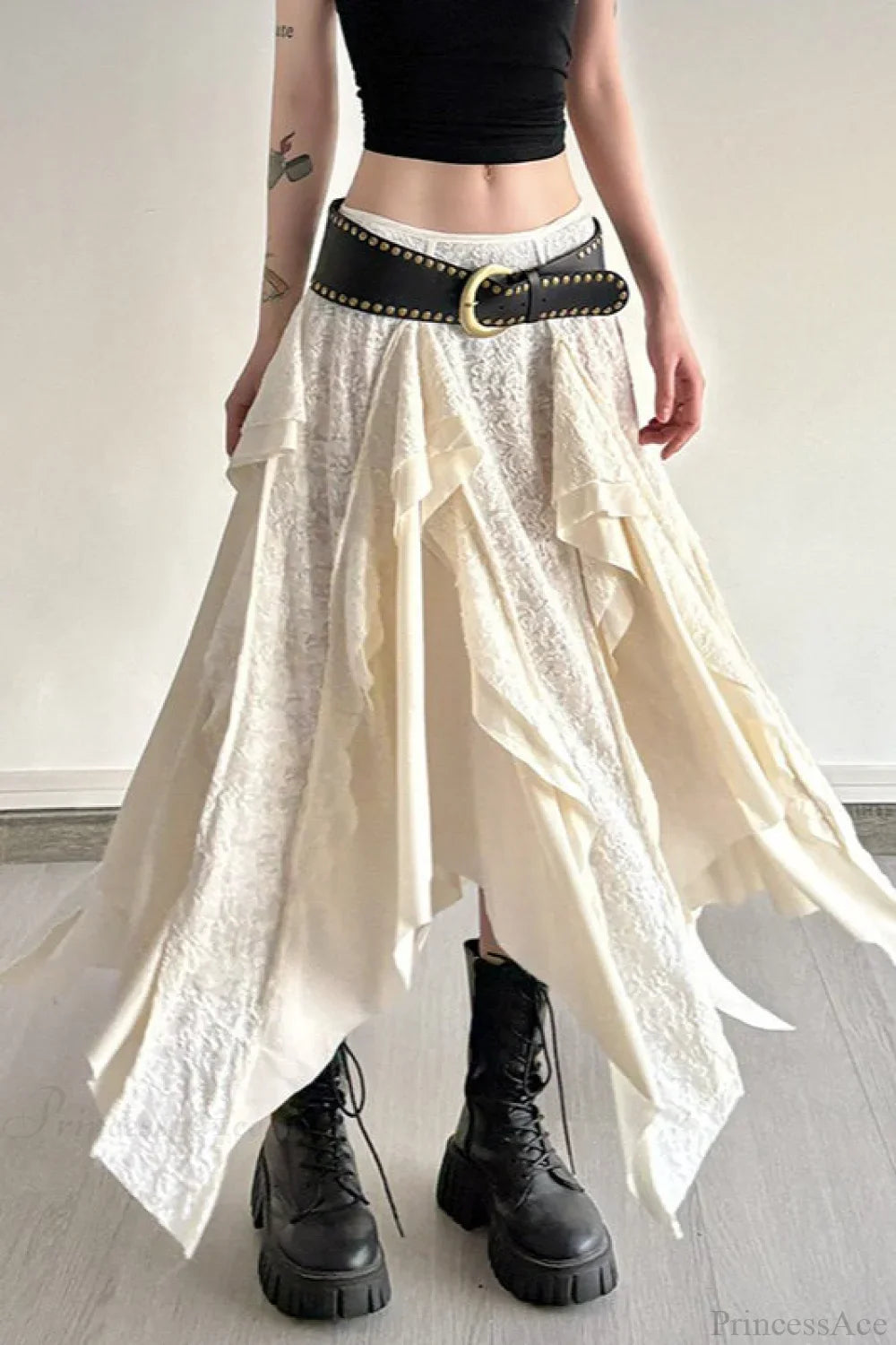 Asymmetrical Lace Bodycon Maxi Skirt image 3